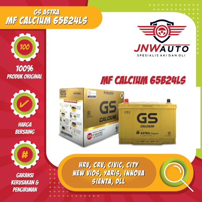 Aki Mobil / Battery Gs Astra Type Gs Calcium 65B24Ls 12V 55Ah Kode Hm122