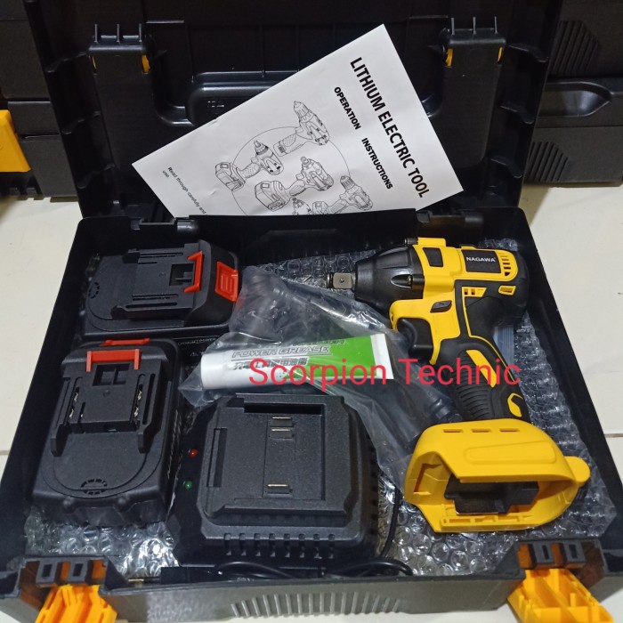 Promo Mesin Bor Baterai Impact Wrench Brushless Cordless 21V Nagawa Nic21K