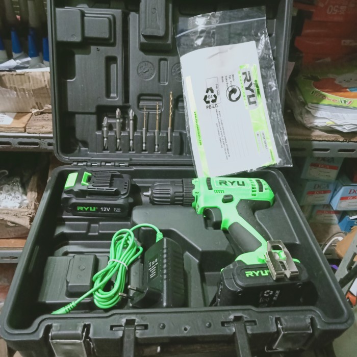 Promo Ryu Rcd 12V Cordles Drill 2 Baterai Bor Besi Beton Kayu