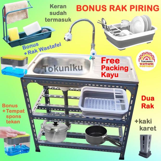 Wastafel Bak Cuci Piring Dua Rak Wastafel Rak Piring Cuci Portable