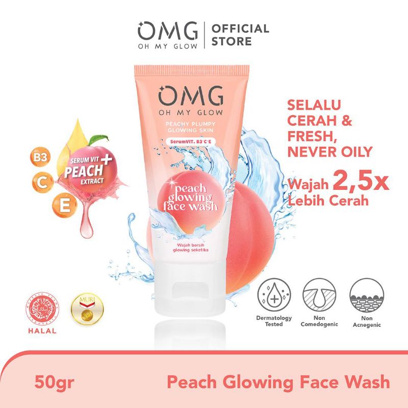 OMG Oh my glow Peach Glowing Face Wash Serum Vit B3+C+E 50g