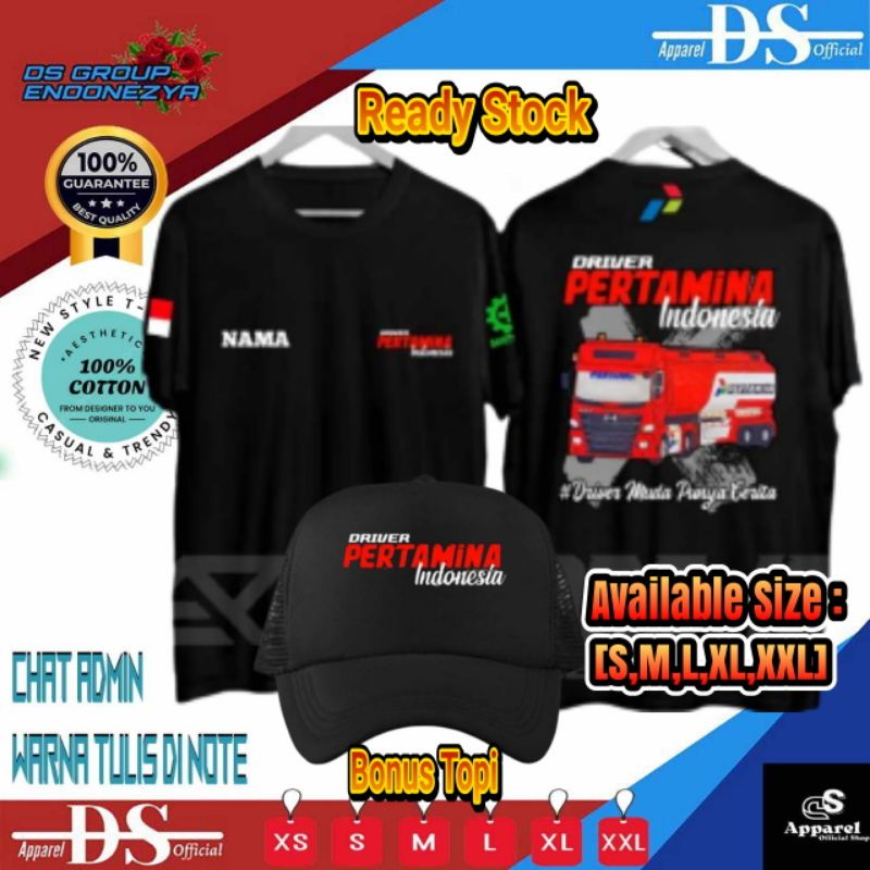 KAOS SABLON DRIVER PERTAMINA INDONESIA DRIVER MUDA PUNYA CERITA KEREN ~ NAMA BISA REQUEST
