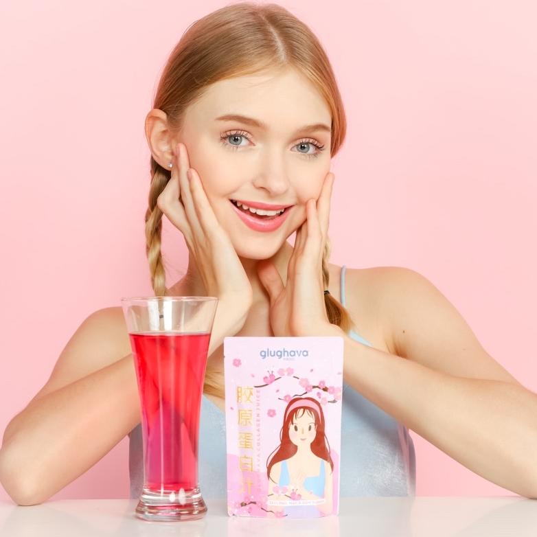 Update Glughava Kolagen Strawberry- Minuman Collagen Pemutih Badan Cepat- Collagen Viral Aman Bumil 