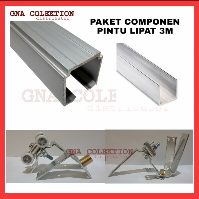 [Ori] Accecories Pintu Lipat 3Meter 1Set Componen Rel Roda Pintu Lipat 3M Diskon