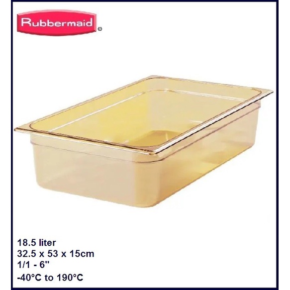[New] Rubbermaid 232P Amber Hot Food Pan 1/1-6 / Wadah Makanan Panas Limited