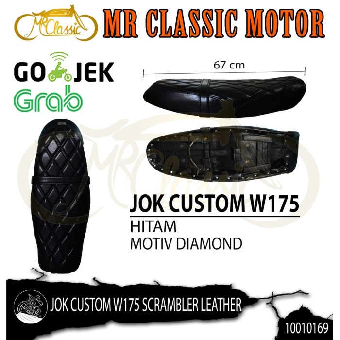 [New Ori] Jok Custom Scrambler W175 Leather/Kulit Hitam Diskon