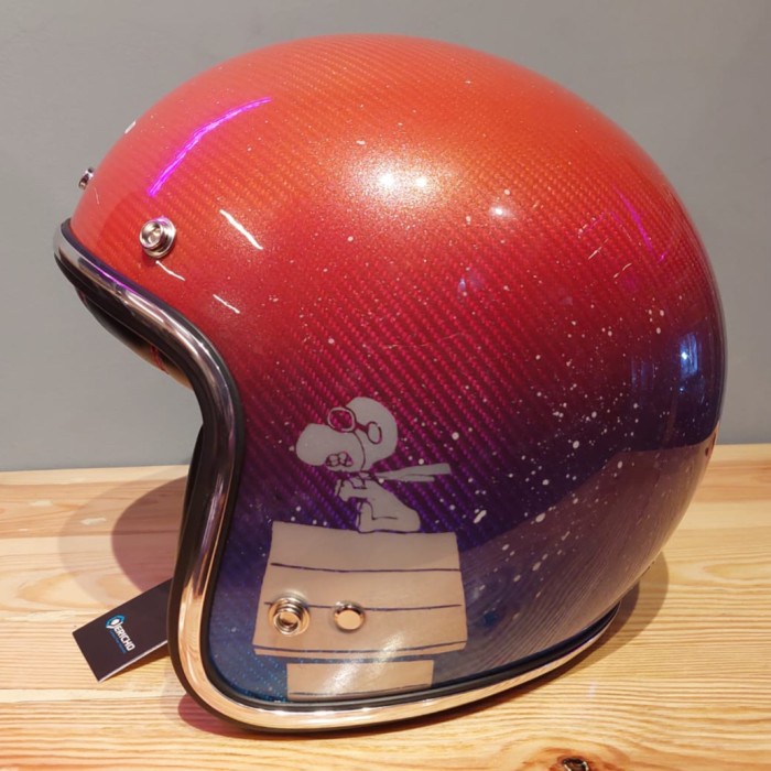 [New Ori] Jerico Carbon Cf500 Snoopy  Helm Half Face  Original Bisa Gojek
