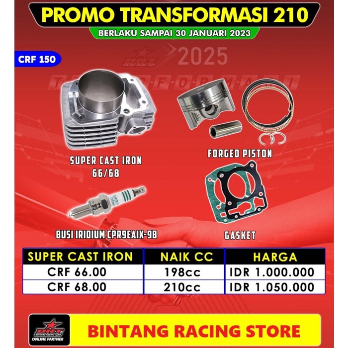 ✨Termurah Paket Boreup Brt 68Mm Cast Iron Honda Crf 150 Bisa Sameday