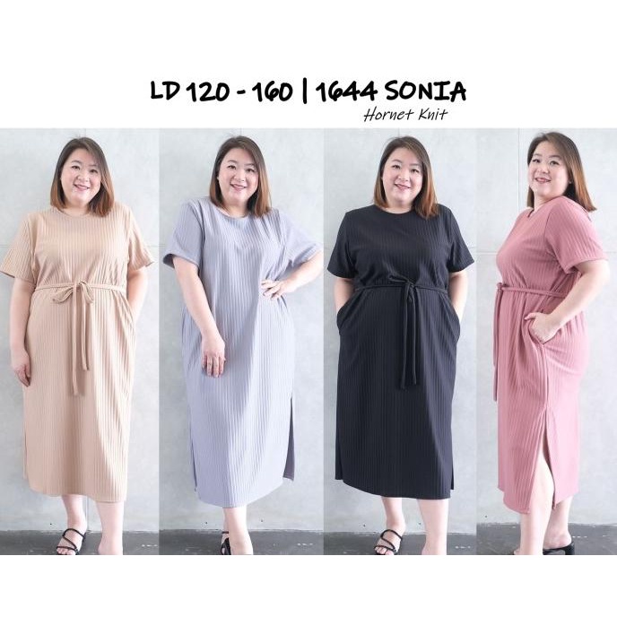 Dress Jumbo 1644 Sonia Bigsize Ld 130 - 160 Wanita Big Size Besar Original