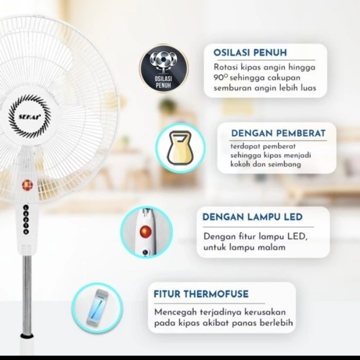 Sekai Sfn1621 Standfan Sfn 1621 Kipas Angin Berdiri 16Inch