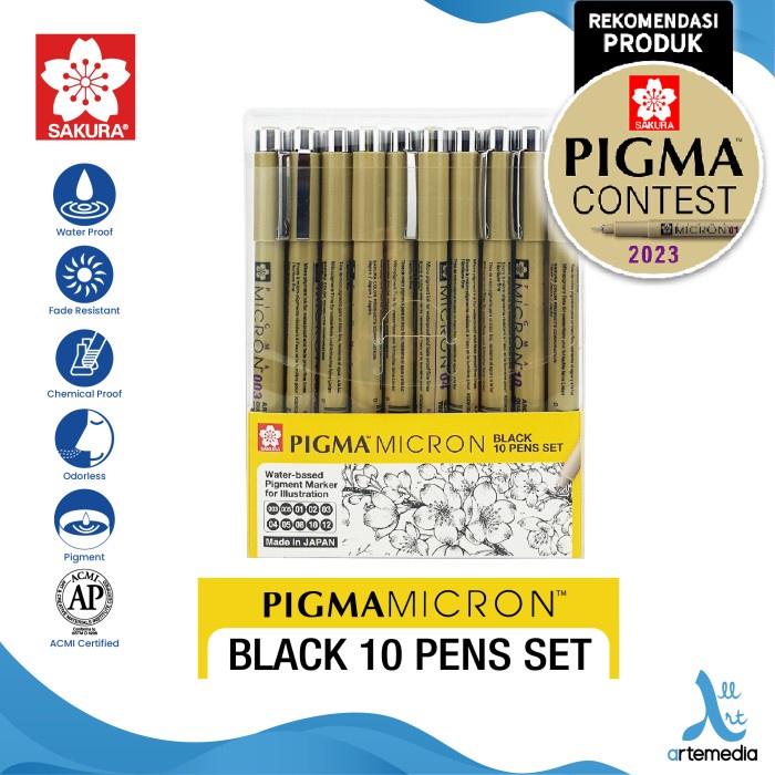 

Promo Drawing Pen Sakura Pigma Micron Set 10 Pigment Ink Pulpen Gambar