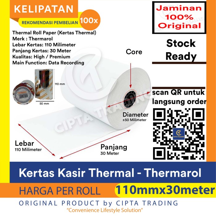 

Promo Kertas Thermal / Thermal Paper - Thermarol - 110Mm X 30Meter