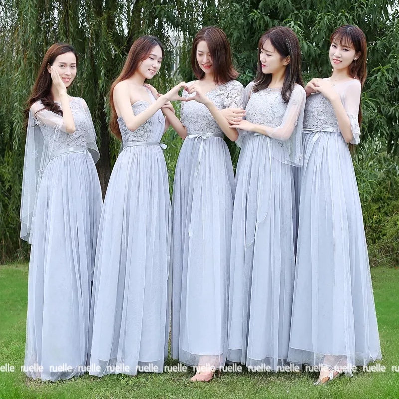 Women Korean Elegant Wedding Dinner Evening Dress Gown Bridesmaid Dresses