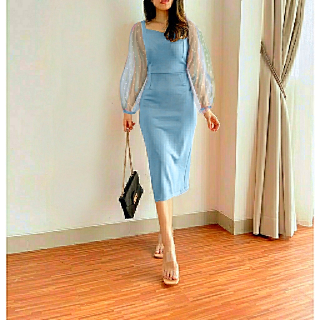 Dress Pendek Wanita Korean Style Selutut Terbaru 2023 Baju Imlek Perempuan Longdress Natalan Christm