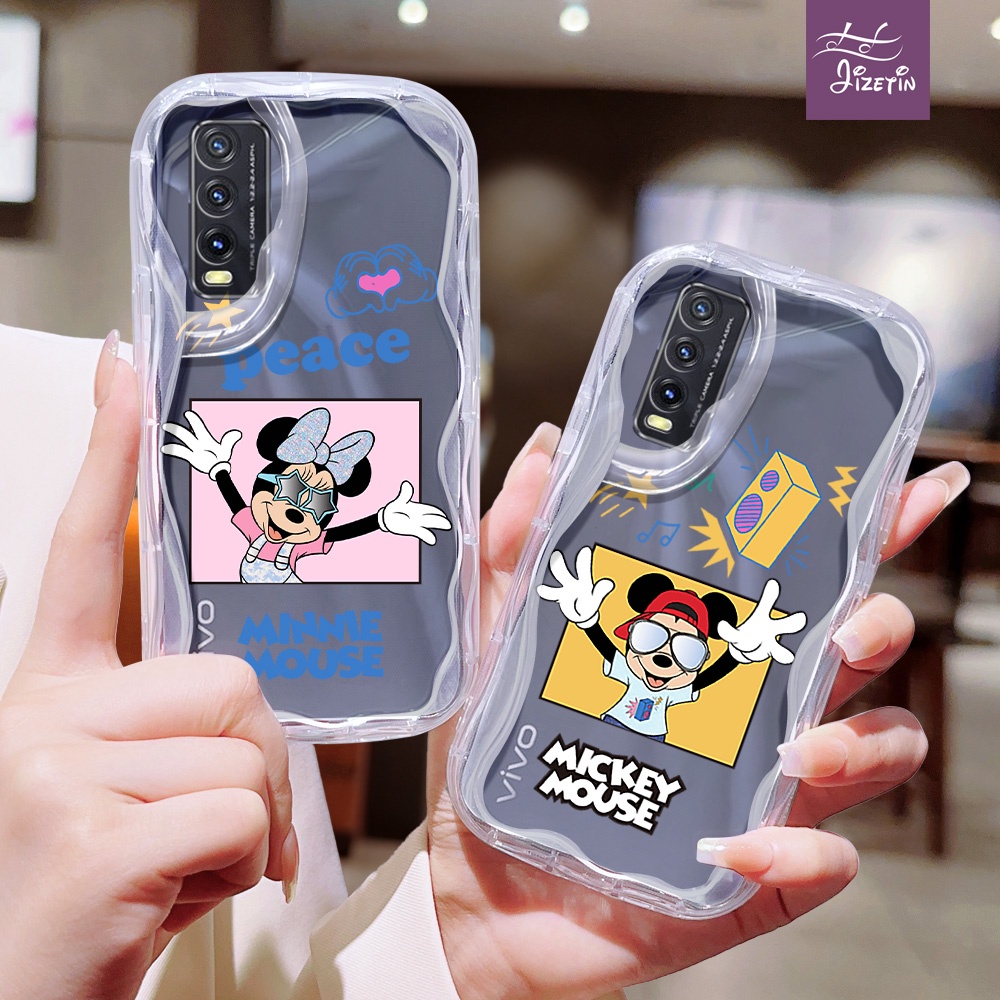 Minnie dan Mickey dengan Kacamata Hitam Casing ph bentuk aneh untuk for vivo Y20/I/S/G/SG/A/T Y1S Y1