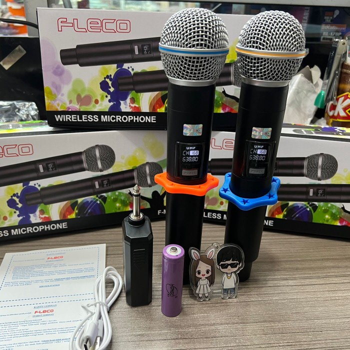 Mic Warles Fleco F-M16 WIRELESS MICROPHONE DOUBEL MIC/ F-15 SINGLE MIC