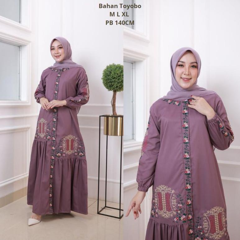 Bisa Cod Gamis Malika Katun Toyobo Bordir Pintu Aceh  Fashion Muslim Wanita / Terbaru / Terlaris / T