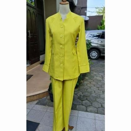 BLAZER SERAGAM KERJA WANITA HIJAU IGRA SETELAN ROK DAN CELANA