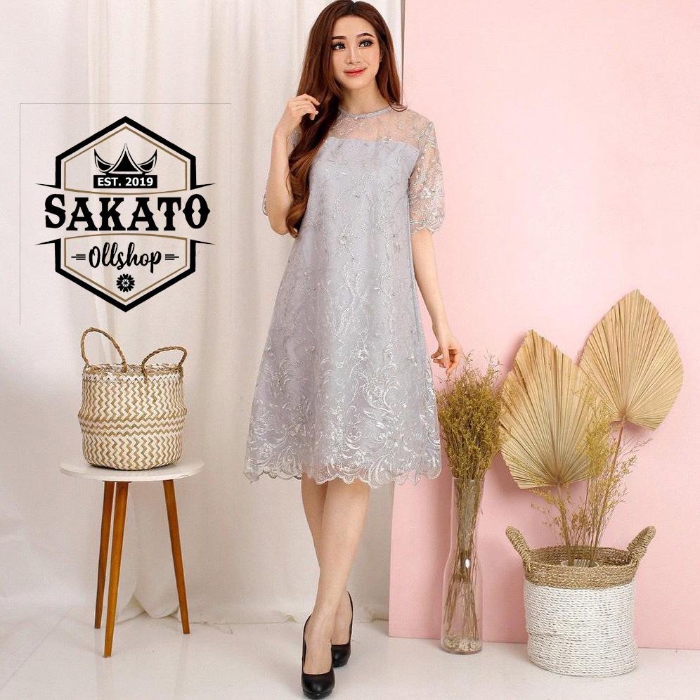 Discount Murah Nampol Dres Brukat Tille Pendek Wanita Remaja&Dewasa Model Kekinian Terbaru 2021 2022