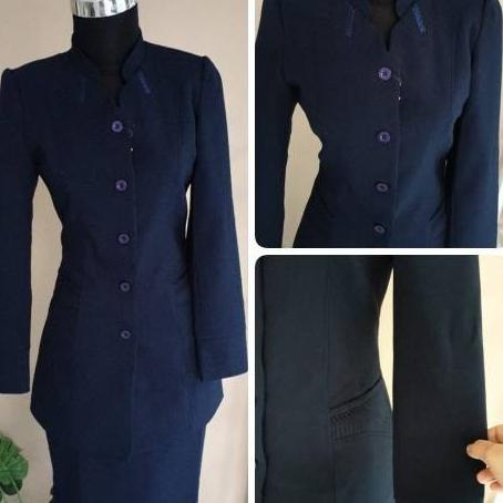 SETELAN BAJU BLAZER KERJA PEREMPUAN DONGKER NAVY BIRU TUA PNS GURU