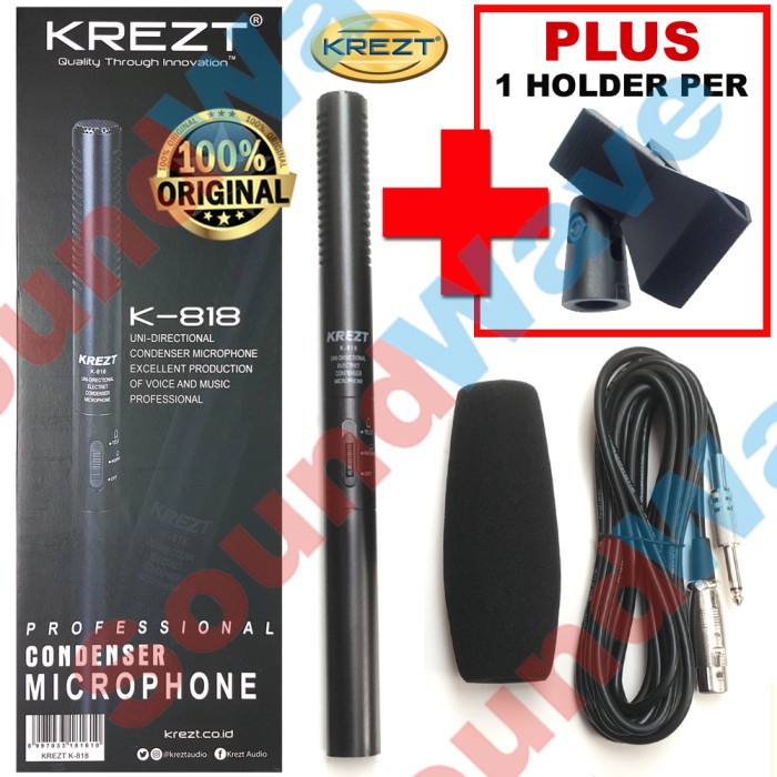 KREZT K 818 MIC CONDENSER + HOLDER MIC MIKROFON SHOTGUN MIK K818