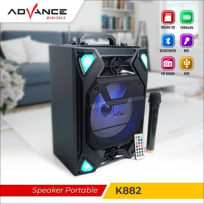Speaker Bluetooth Salon Advance K882 Speaker Portabel 8" Gratis 1 Mic