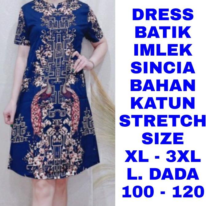 WK DRESS BATIK IMLEK SINCIA WANITA JUMBO BIG SIZE CHEONGSAM SERAGAM