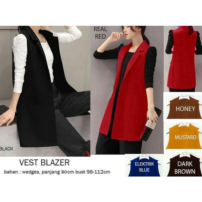 BLAZER FORMAL TANPA LENGAN WANITA / BLAZER KERJA HITAM PANJANG WANITA