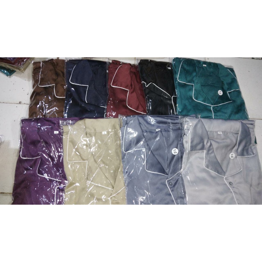 Piyama Baju Tidur Jumbo Pria / Cowok Ld 120 130 140 Set Celana Bahan Satin Silk