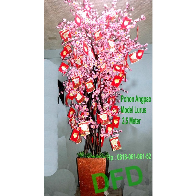 New Pohon Sakura 2,5 Meter Rimbun Model Lurus (Free Angpao) / Pohon Imlek Original