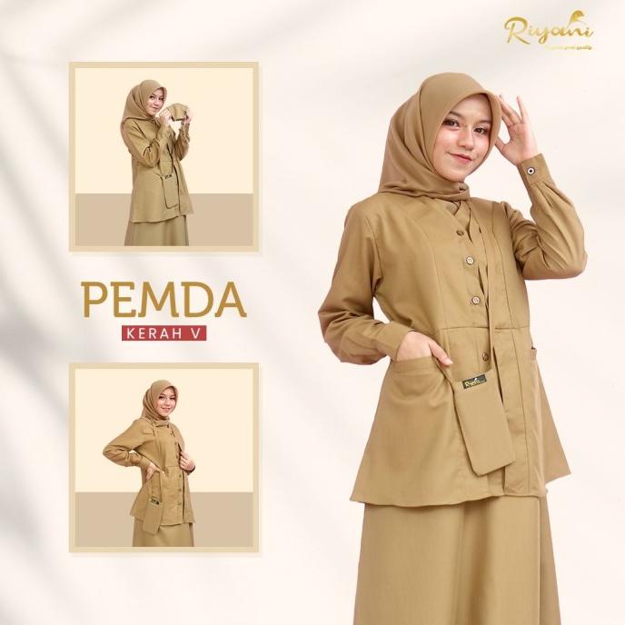 GAMIS KERJA PEMDA KERAH V by RIYANI SERAGAM KERJA SERAGAM PEMDA WANITA