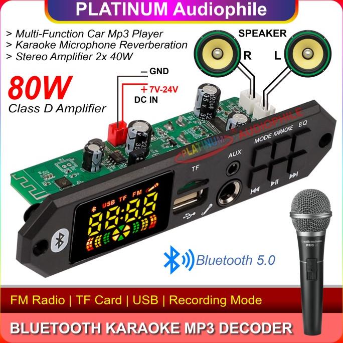 Modul MP3 Bluetooth Karaoke Amplifier 2x 40W 80W Microphone Echo Mic |Bagus|Top
