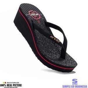 New Ando Joice 02 Sandal jepit wedges wanita karet | Sendal japit cewek hak rata tinggi 4.5 cm bahan