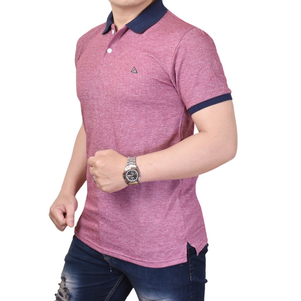 Polo Shirt Pola Warna Kaos Kerah Polo Pria Lengan Dek Geris Series