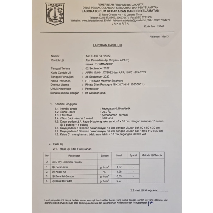 Apar Foam 3 Kg Commando / Aff Foam 3 L / Komplit Set #Ok