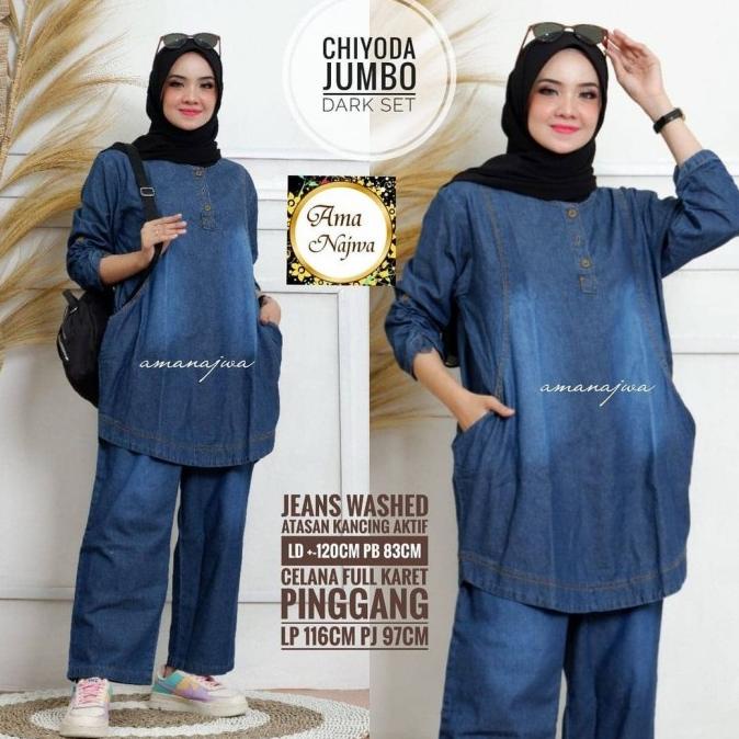 SETELAN JEANS JUMBO WANITA CHIYODA-