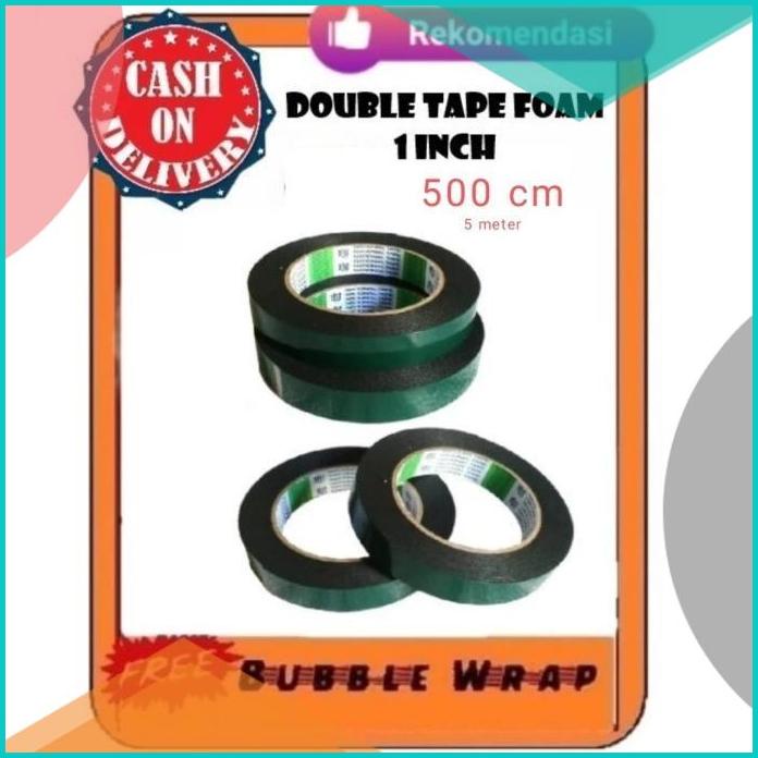 

Double Tape Foam 1 inchi ( 2,4 cm) x 500 cm Solatip Lakban Busa Hijau