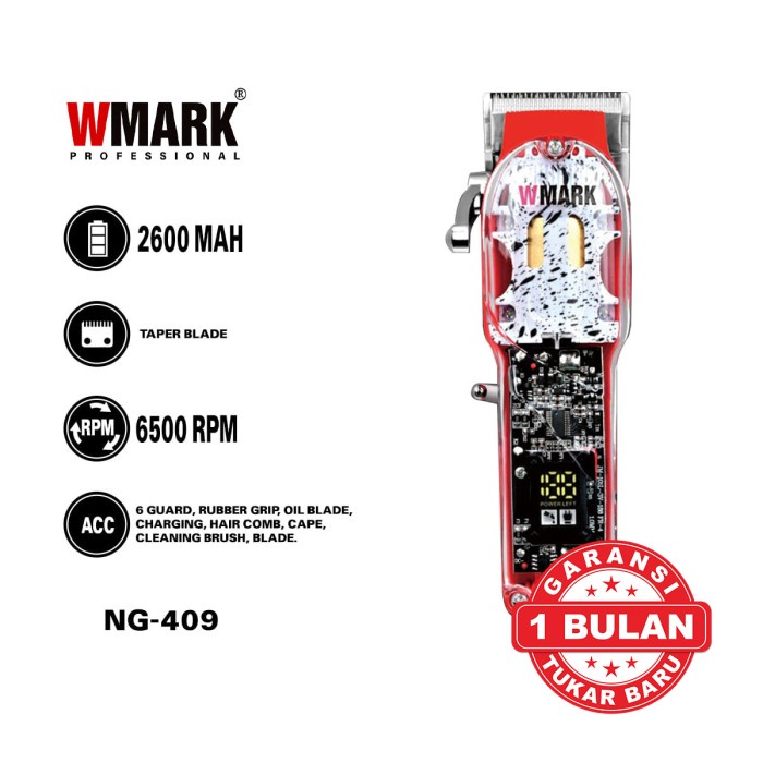 WMARK NG-409 Cordless Clipper 6500 Rpm Alat Cukur Rambut barbershop