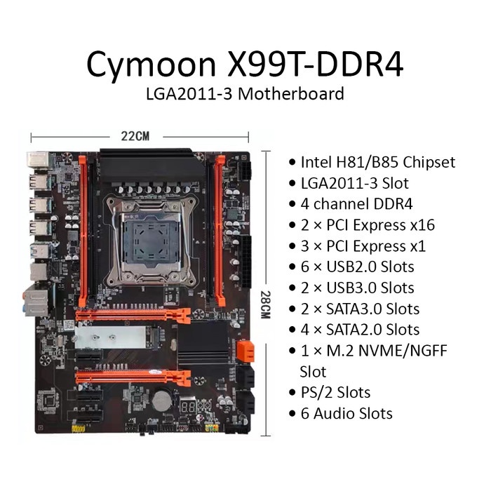 Cymoon X99 Motherboard LGA 2011-3 DDR4 Mainboard Mobo USB3 SATA3