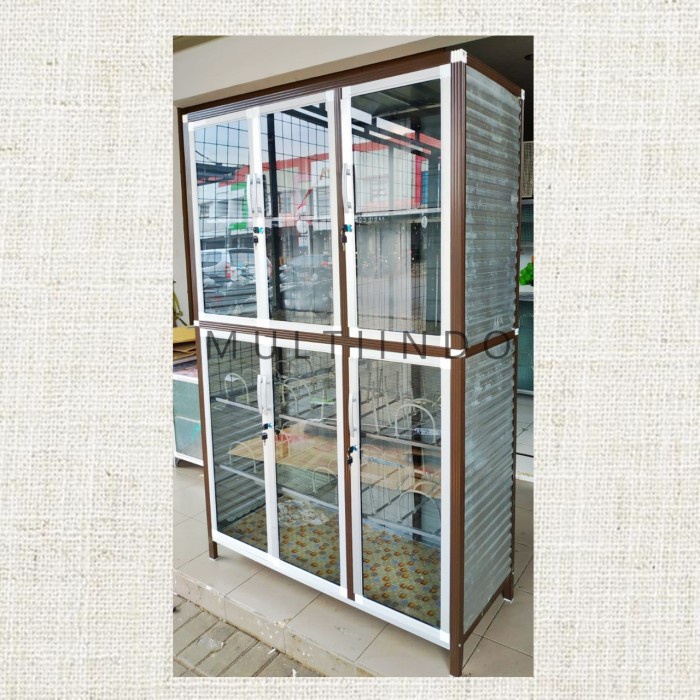 Promo Lemari / Rak Piring Aluminium Full Box Super Riben + Kunci