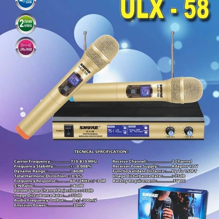 Shure Mic Wireless Shure ULX 58 Handheld Digital display -GOLD