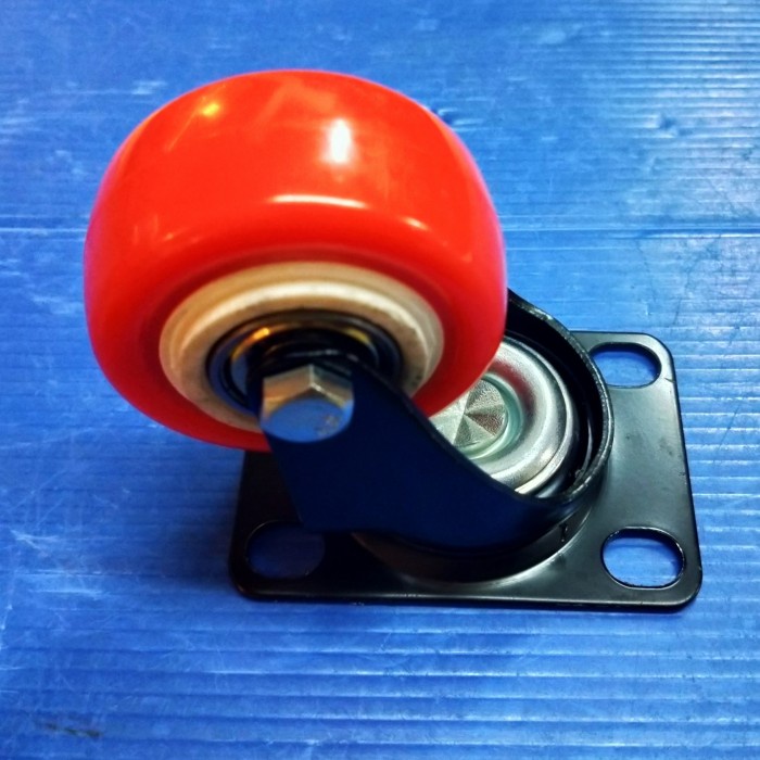 Roda troli 2 inch RHJ-TW caster germany. PU merah dan hitam. star