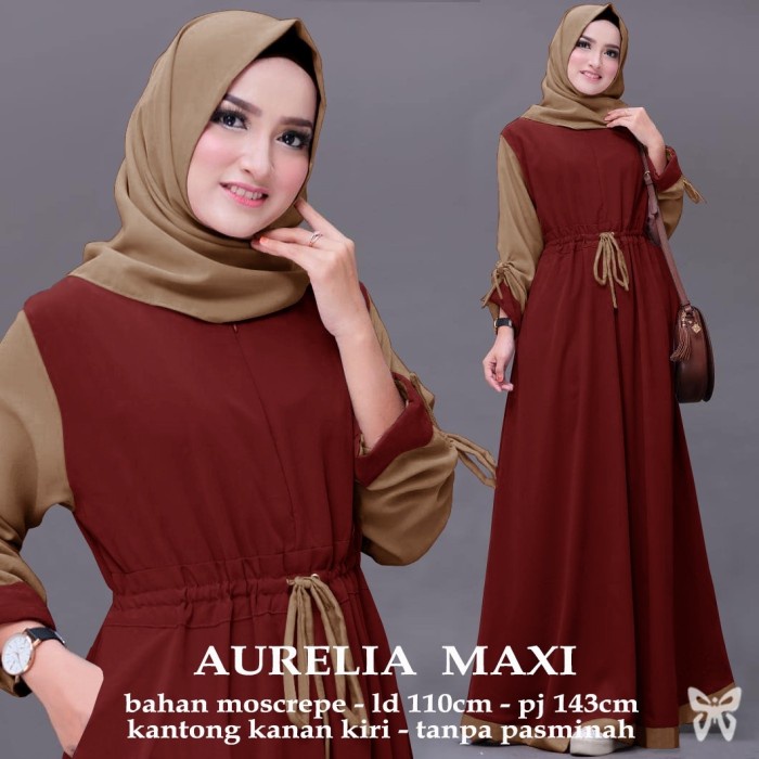 NEW GAMIS MUSLIM WANITA AURELIA MAXI BAHAN MOSCREPE - TANPA PASMINA star