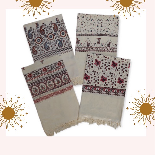 sorban Sorban Kashmiri Print Motif Bordir Cream / Sorban Sablon Cream - Random(M4L2) BISA COD GRATIS