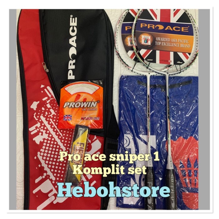 Raket Badminton Pro Ace Sniper 1 Komplit Set +Tas Original Terpopuler