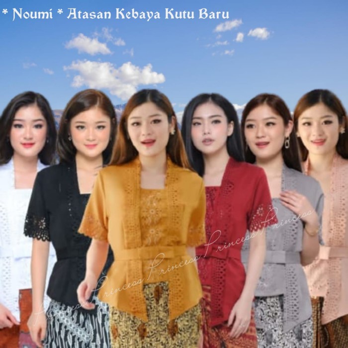 Kebaya Kutu Baru Modern Lengan Pendek Katun Laser Import