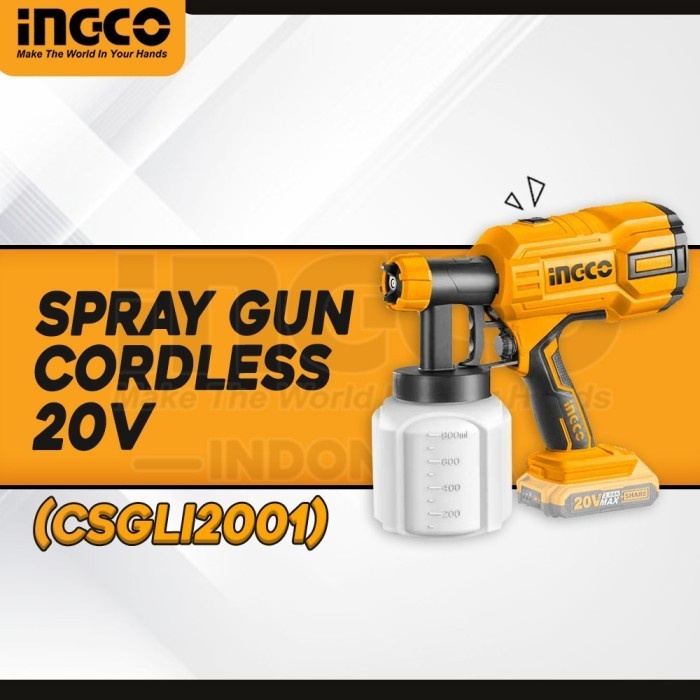 [Original] P20S Cordless Spray Paint Gun 800Cc Ingco Csgli2001 Cat Semprot Body Terbaru