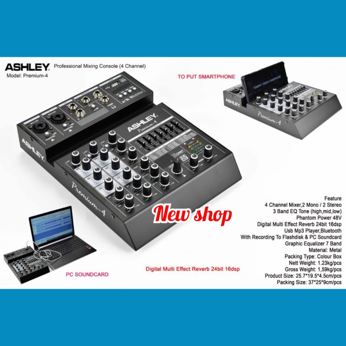 Mixer Ashley Premium 4 Profesional Mixing Console 4 Channel Original