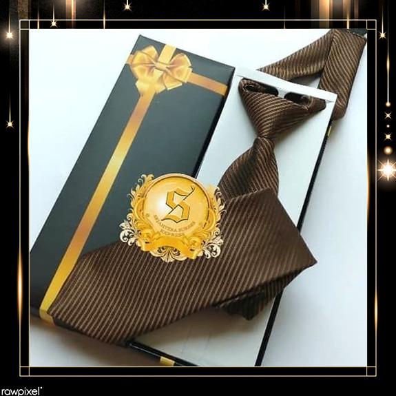 dasi import instant langsung pakai warna coklat pakai perekat