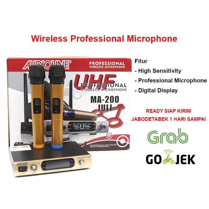 Mic Wireless Uhf 2 Handheld Audioline Ma-200